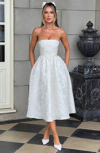 Saoirse Midi Dress - Ivory - glavon