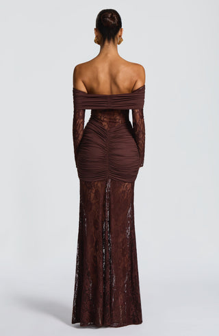Sauline Maxi Dress - Plum Brown - glavon