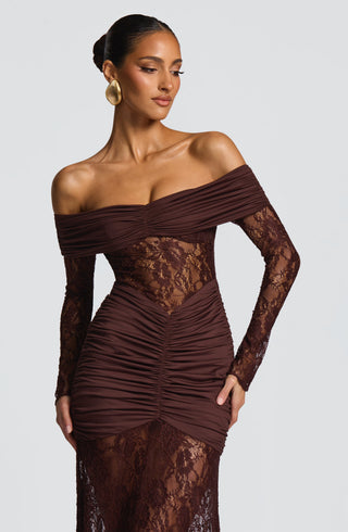 Sauline Maxi Dress - Plum Brown - glavon