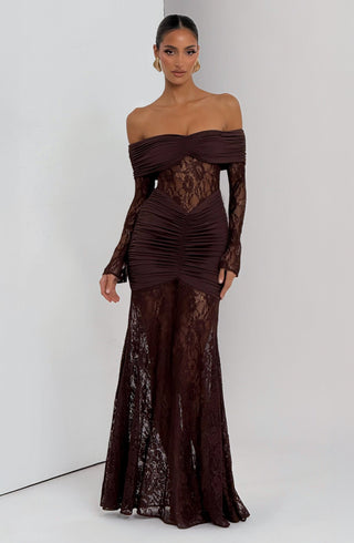 Sauline Maxi Dress - Plum Brown - glavon
