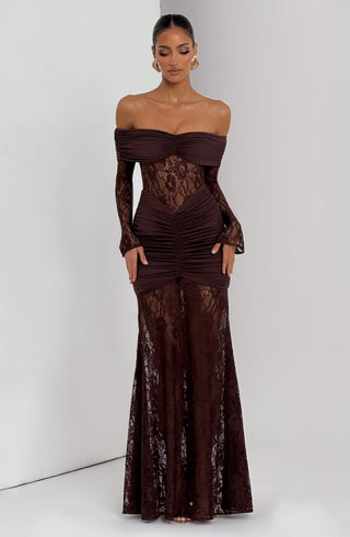 Sauline Maxi Dress - Plum Brown - glavon