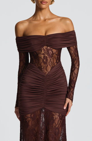 Sauline Maxi Dress - Plum Brown - glavon