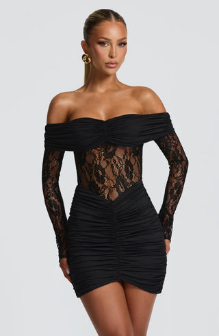 Sauline Mini Dress - Black - glavon