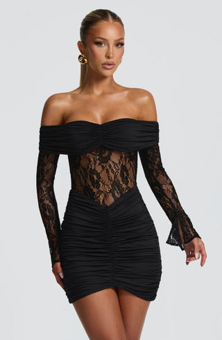 Sauline Mini Dress - Black - glavon