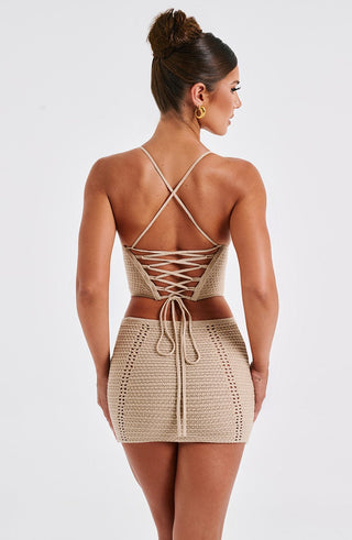 Selma Mini Skirt - Beige - glavon