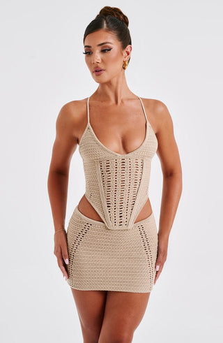 Selma Mini Skirt - Beige - glavon
