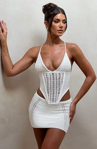 Selma Mini Skirt - White - glavon