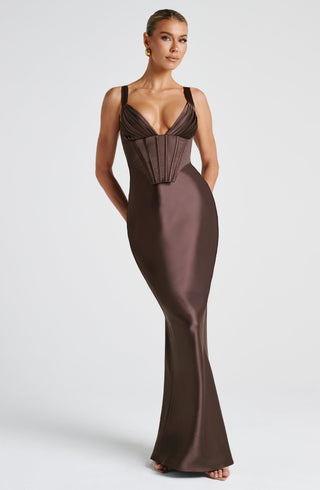 Shae Maxi Dress - Plum Brown - glavon