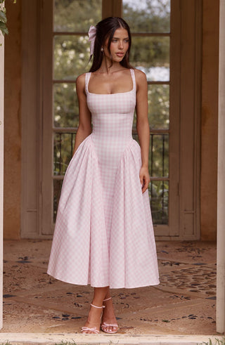 Sherrie Midi Dress - Blush Gingham - glavon