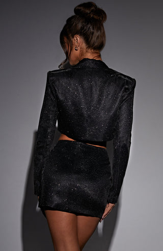 Stefania Cropped Jacket - Black Sparkle - glavon