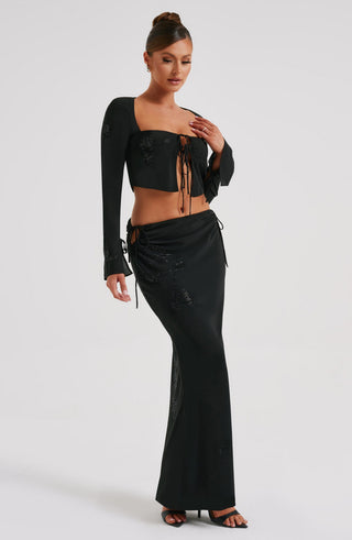 Tana Maxi Skirt - Black - glavon