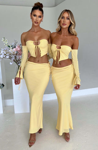 Tana Maxi Skirt - Lemon - glavon