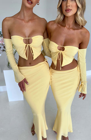 Tana Maxi Skirt - Lemon - glavon
