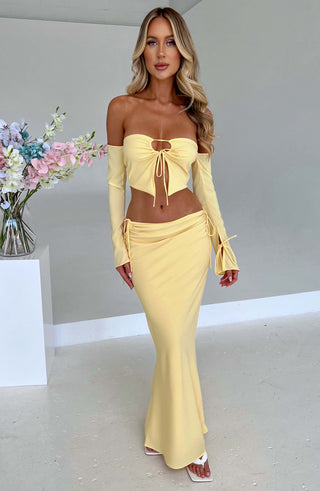 Tana Maxi Skirt - Lemon - glavon