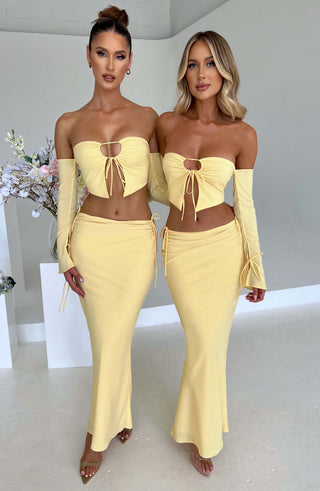 Tana Maxi Skirt - Lemon - glavon