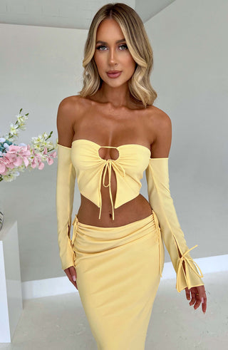 Tana Maxi Skirt - Lemon - glavon