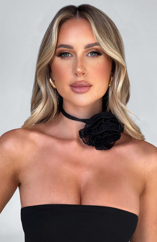 Tilli Floral Neck Tie - Black - glavon