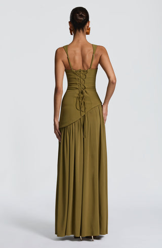 Tullulah Maxi Dress - Deep Olive - glavon