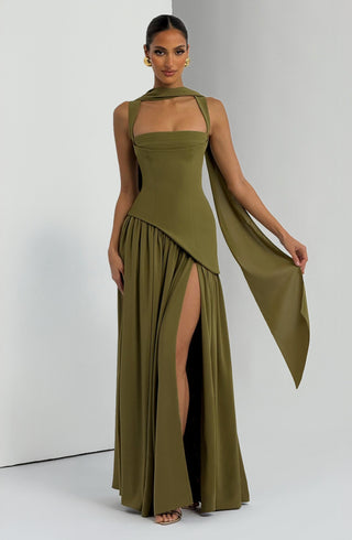 Tullulah Maxi Dress - Deep Olive - glavon
