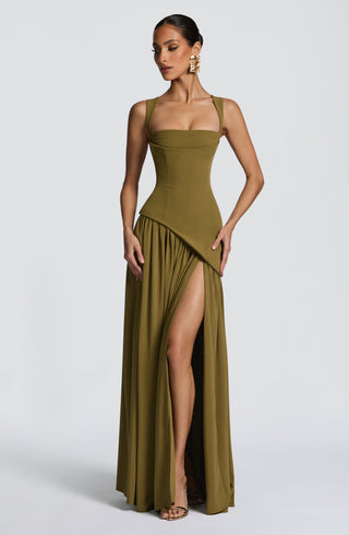Tullulah Maxi Dress - Deep Olive - glavon