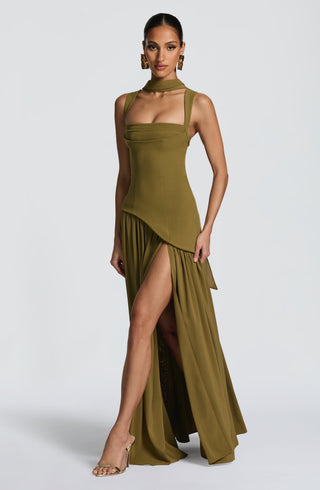 Tullulah Maxi Dress - Deep Olive - glavon