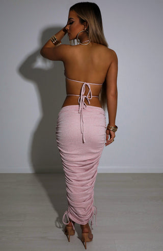 Valencia Maxi Skirt - Baby Pink Sparkle - glavon