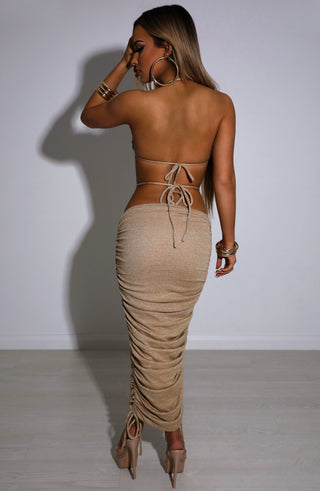 Valencia Maxi Skirt - Gold Sparkle - glavon