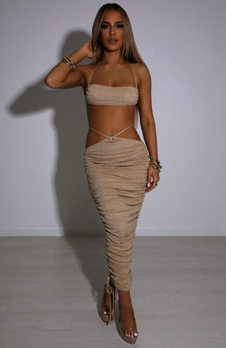 Valencia Maxi Skirt - Gold Sparkle - glavon