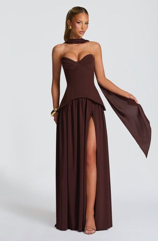 Vietta Maxi Dress - Plum Brown - glavon