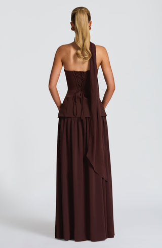 Vietta Maxi Dress - Plum Brown - glavon