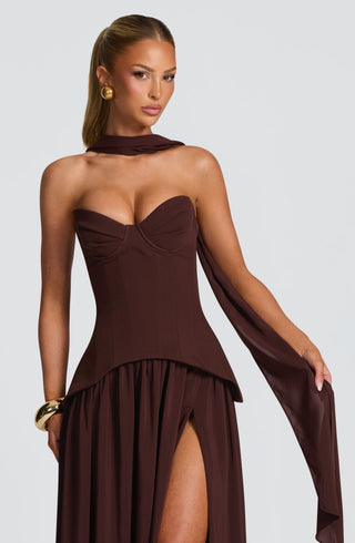 Vietta Maxi Dress - Plum Brown - glavon
