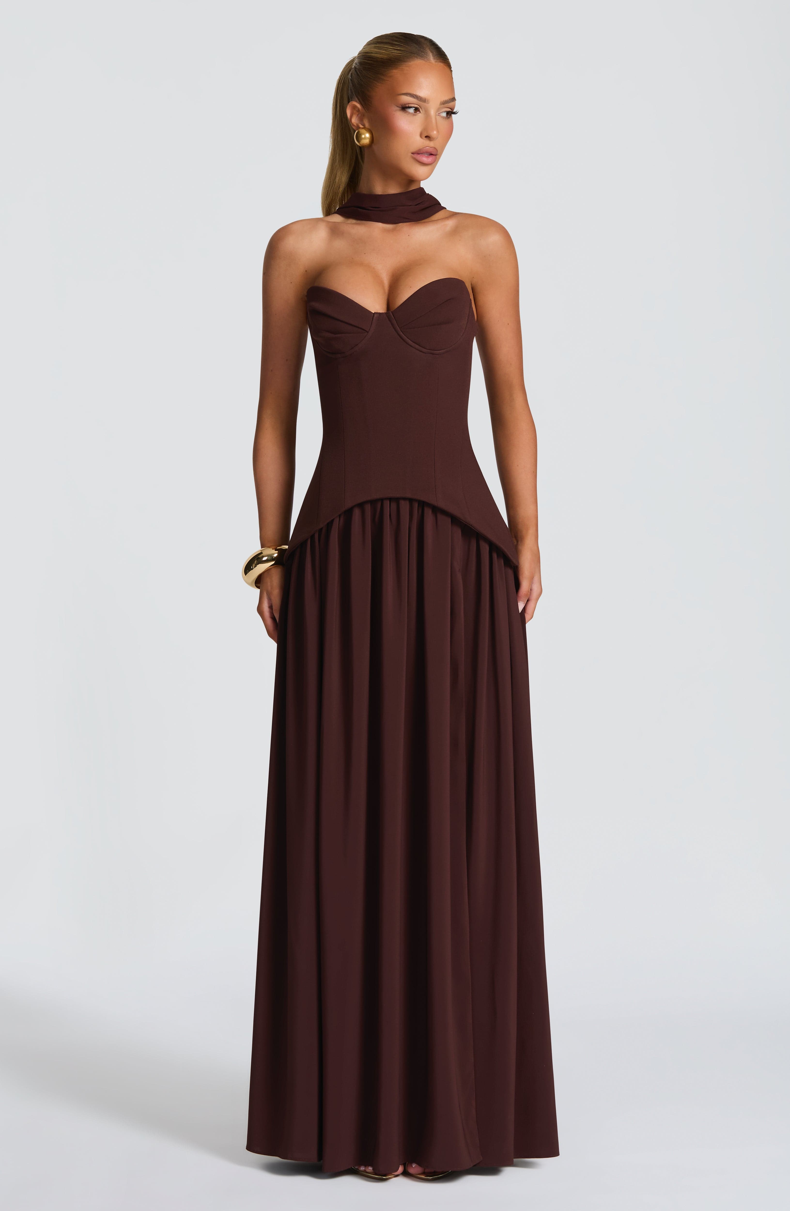 Vietta Maxi Dress - Plum Brown - Napalia