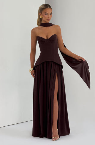 Vietta Maxi Dress - Plum Brown - glavon