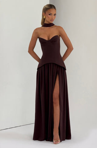Vietta Maxi Dress - Plum Brown - glavon