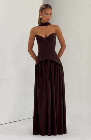 Vietta Maxi Dress - Plum Brown - glavon