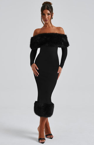 Vittoria Midi Dress - Black - glavon