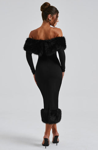 Vittoria Midi Dress - Black - glavon