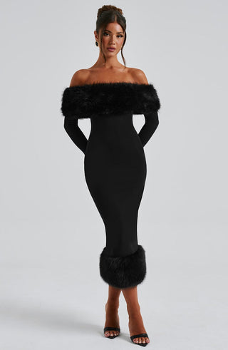 Vittoria Midi Dress - Black - glavon