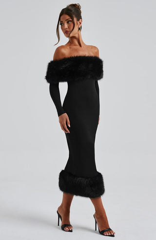 Vittoria Midi Dress - Black - glavon