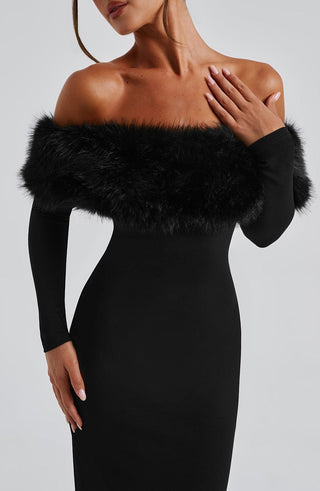 Vittoria Midi Dress - Black - glavon