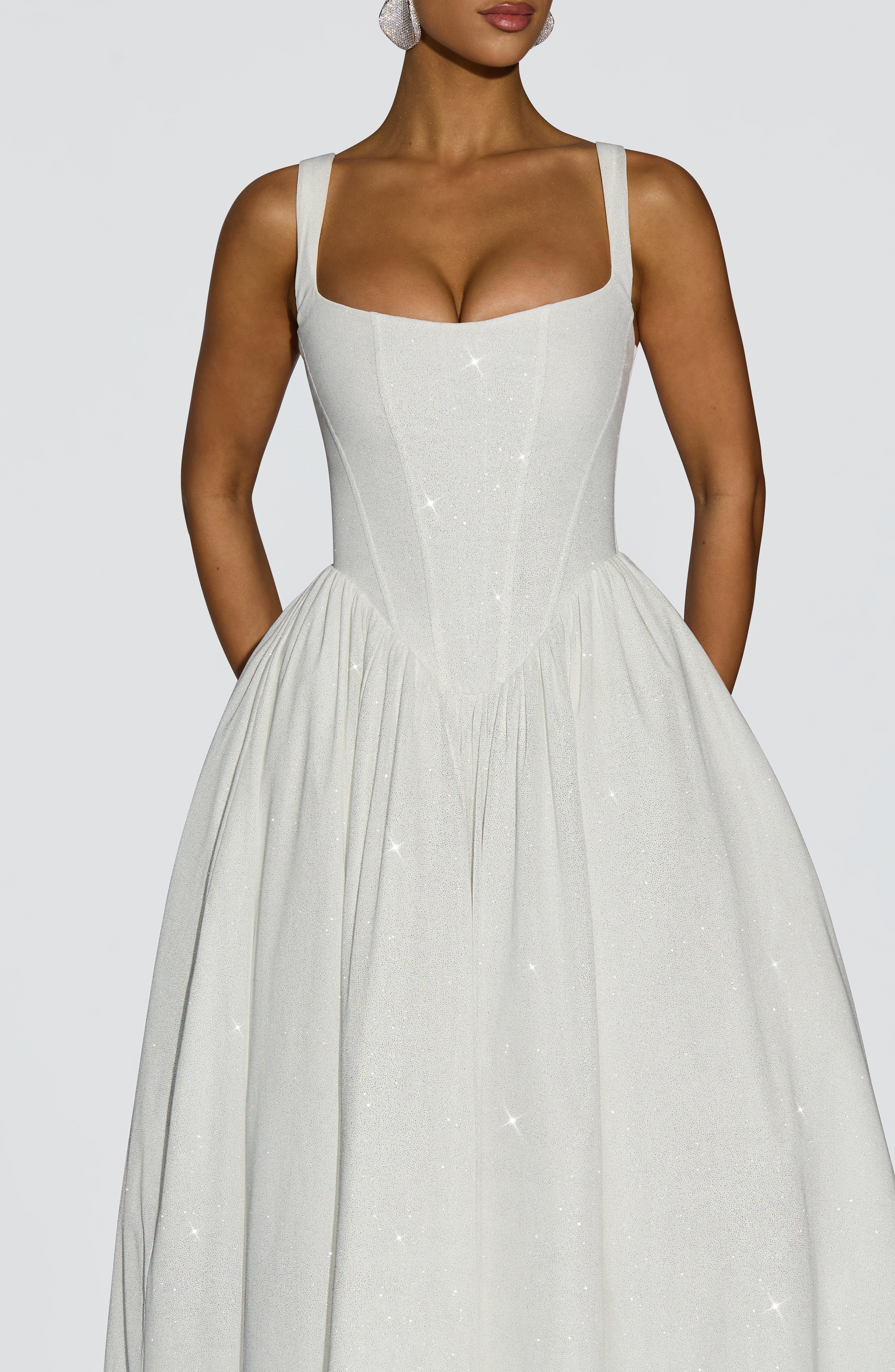Vivienne Midi Dress - Ivory Sparkle - Napalia
