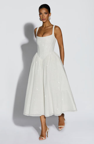 Vivienne Midi Dress - Ivory Sparkle - glavon