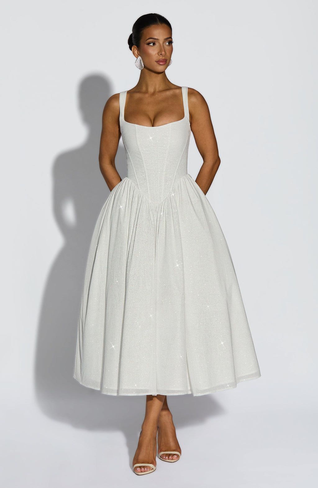 Vivienne Midi Dress - Ivory Sparkle - Napalia