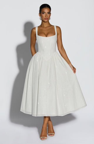 Vivienne Midi Dress - Ivory Sparkle - glavon