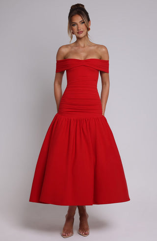 Wilhelmina Midaxi Dress - Red - glavon