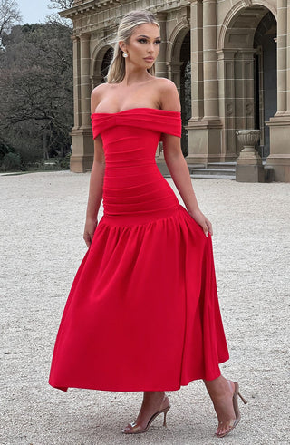 Wilhelmina Midaxi Dress - Red - glavon
