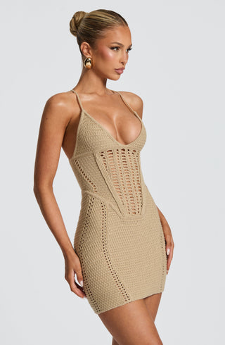 Xanthe Mini Dress - Beige - glavon