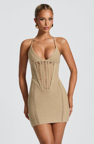 Xanthe Mini Dress - Beige - glavon
