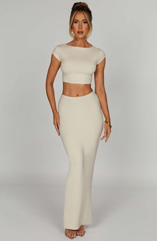Yazmin Maxi Skirt - Cream - glavon