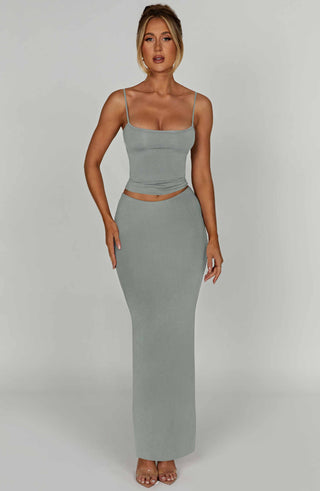 Yazmin Maxi Skirt - Steel - glavon